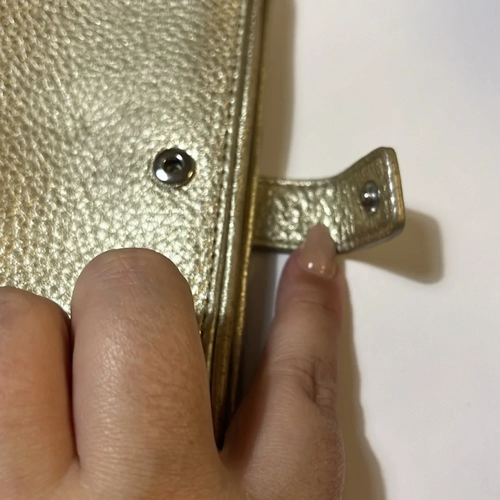 Tory Burch Metallic Gold Leather Britten Wallet